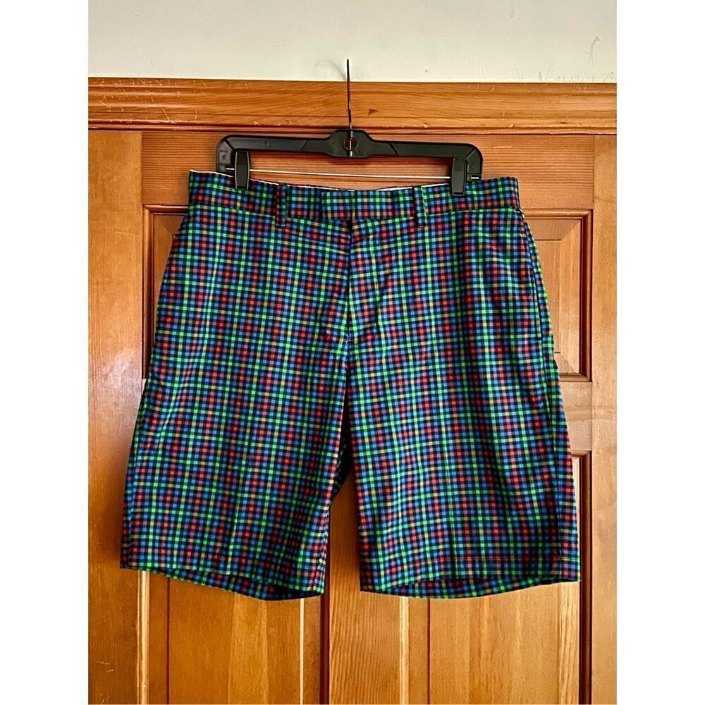 Callaway Men's Plaid & Check Casual Flat Front Golf Shorts Size 34 Mechanical St